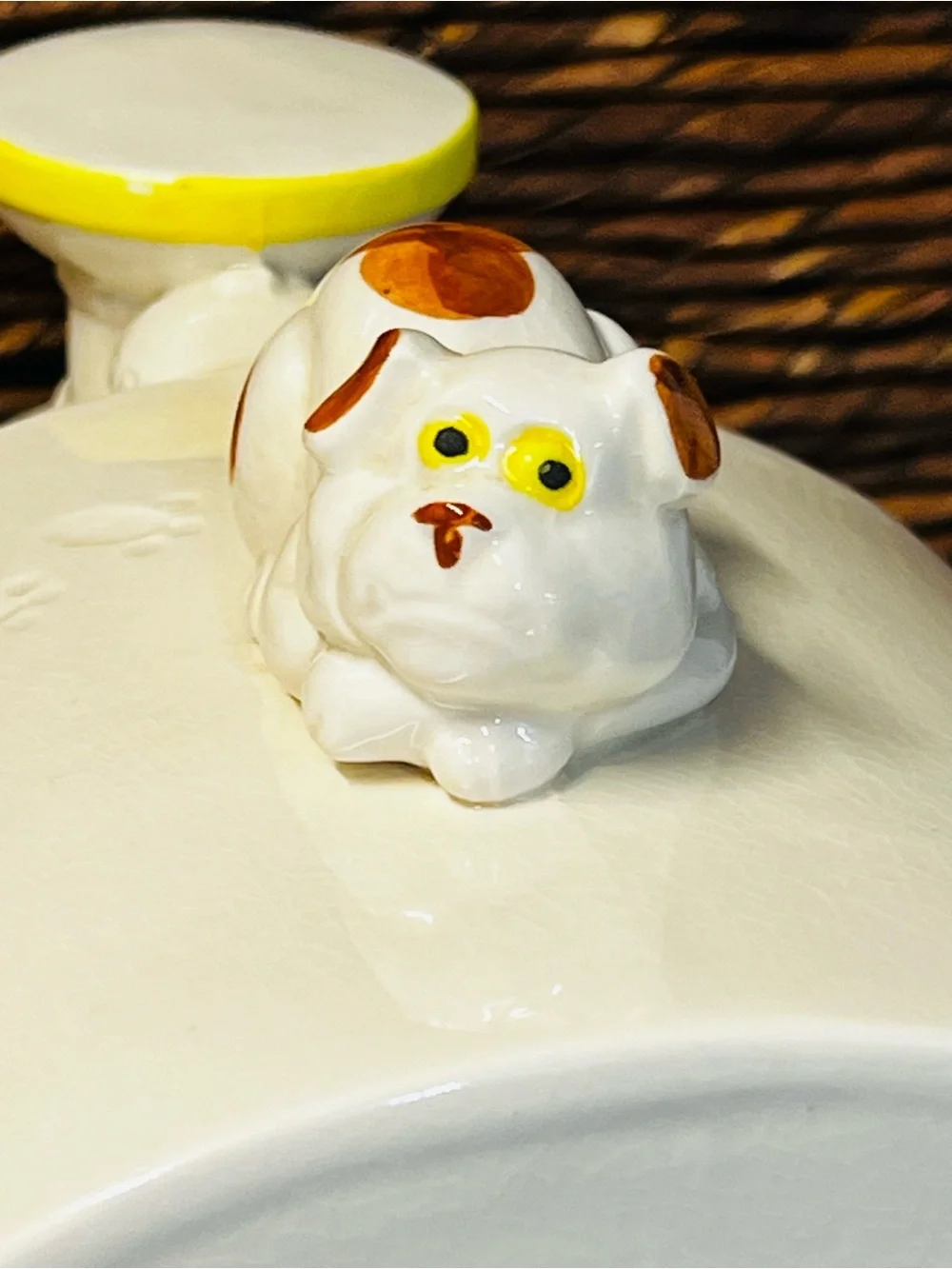 Whimsical Vintage Ceramic Choo Choo Train Cookie Jar With Dog Handle